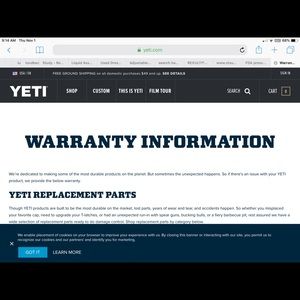 Warranty for Yeti 40 Hopper